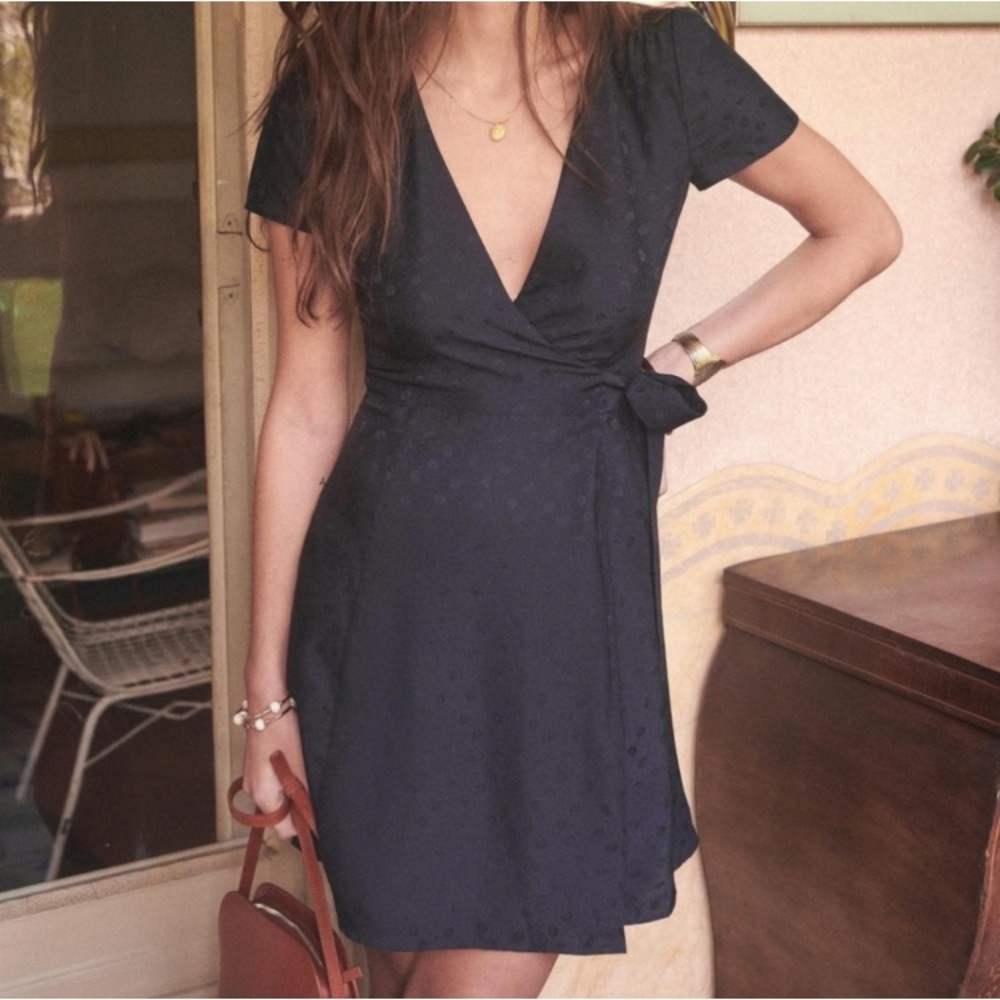 Sezane 100% Silk Anastasia Wrap Dress